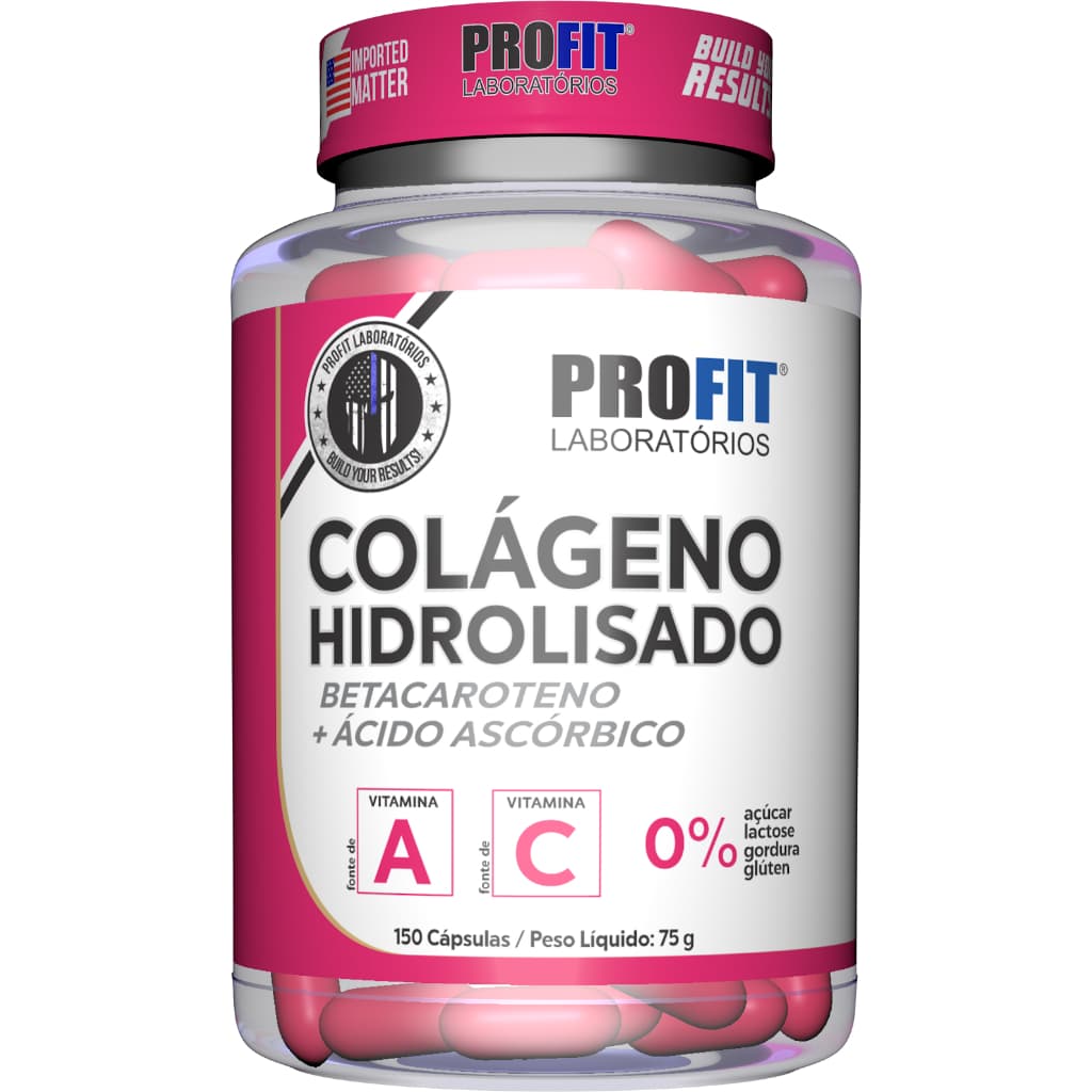 Colágeno Hidrolisado com Betacaroteno e Vitamina C - 120 cápsulas - ProFit Labs