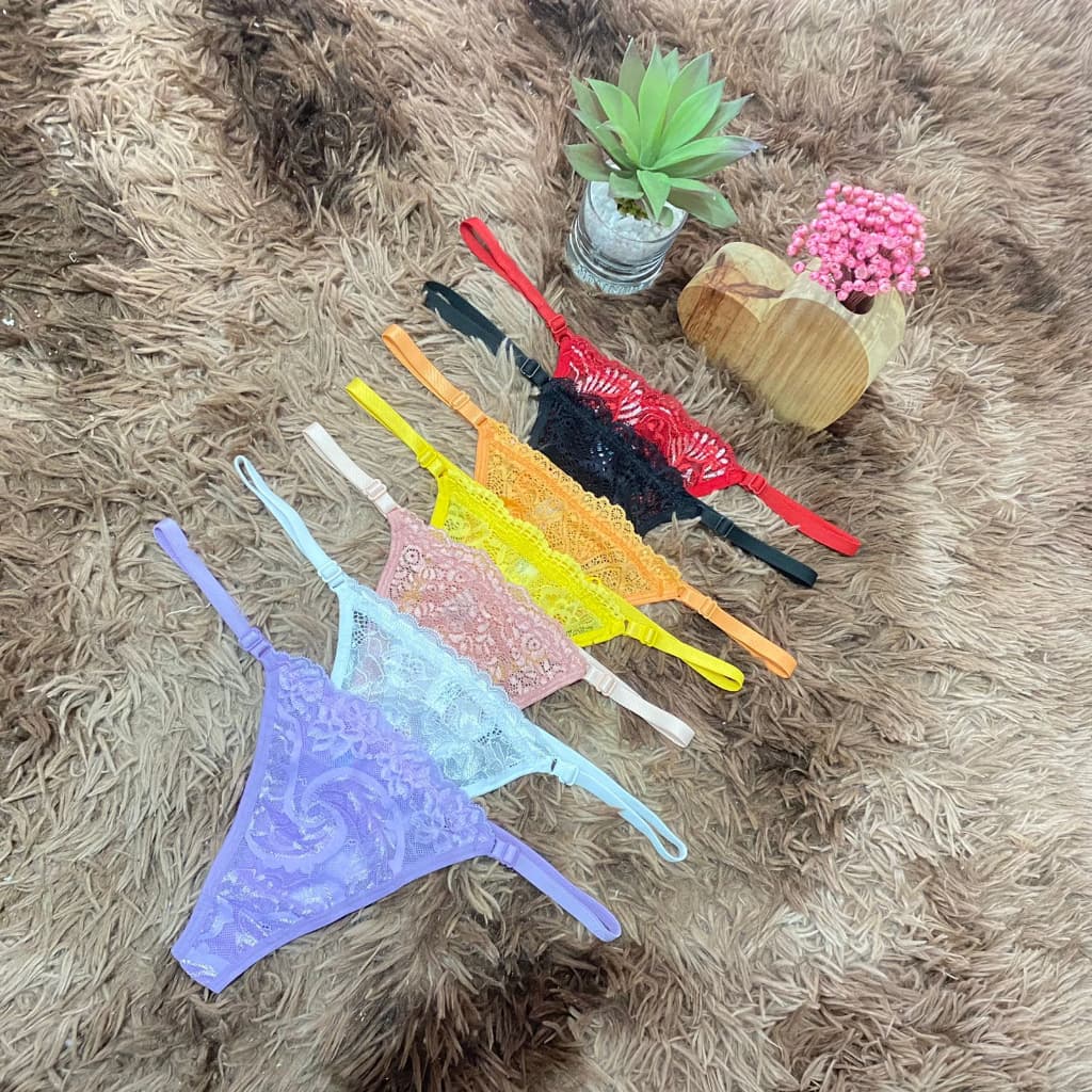 Kit c/ 05 unidades de calcinha regulagem  fio dental lingerie sexy