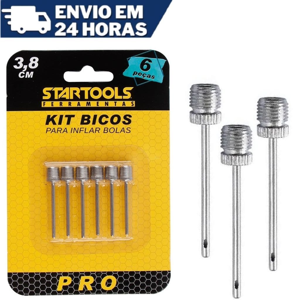 Kit 6 Bico Bomba D Ar Inflar Encher Bola I-16 Startools Inox