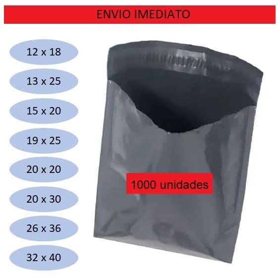 Kit Envelope de Segurança com 1000 unidades embalagem cinza auto colante - Varias medidas