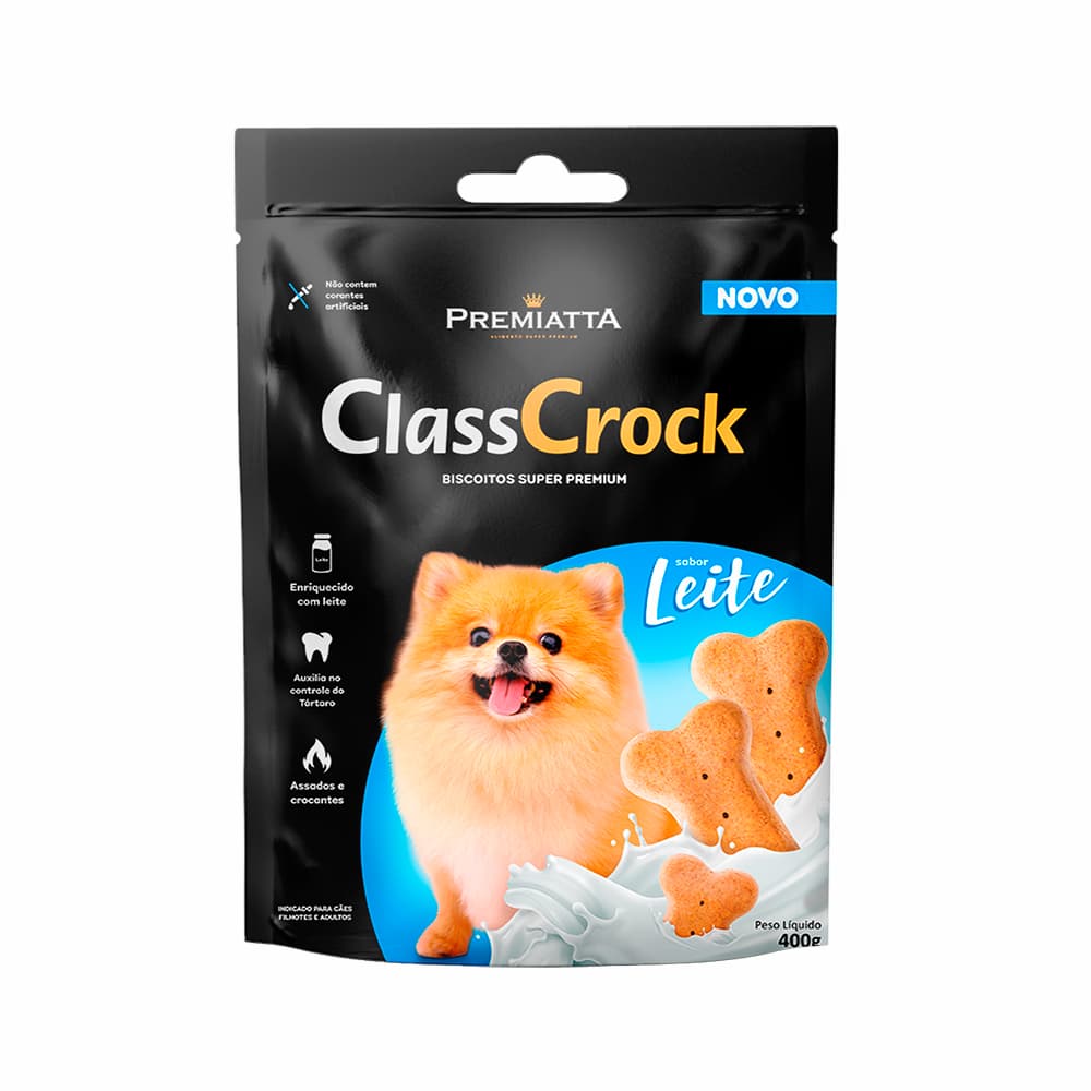 Biscoito Premiatta Clascrock Biscrok ao Leite Para Caes Pequenos e Filhotes 400g