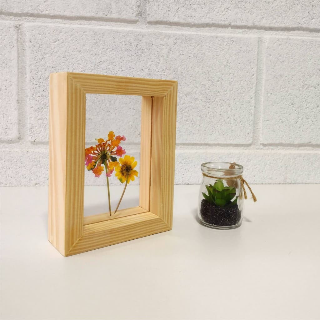 Moldura Dupla Face em Madeira de Pinus com Duplo PS Cristal Transparente - 1,5x4,5