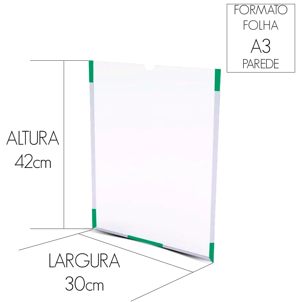 Prontuário Display A3 Acrílico Expositor Avisos Folha Papel Informações Organizador Escritório Loja