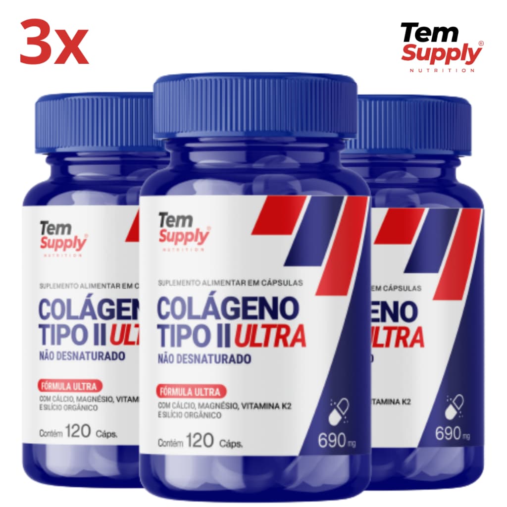 Kit Colágeno Tipo 2 ULTRA Tem Supply 360 Cáps 690mg