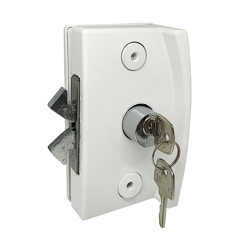 Fechadura Porta De Correr 3530 - Vidro Temperado - Al Branco