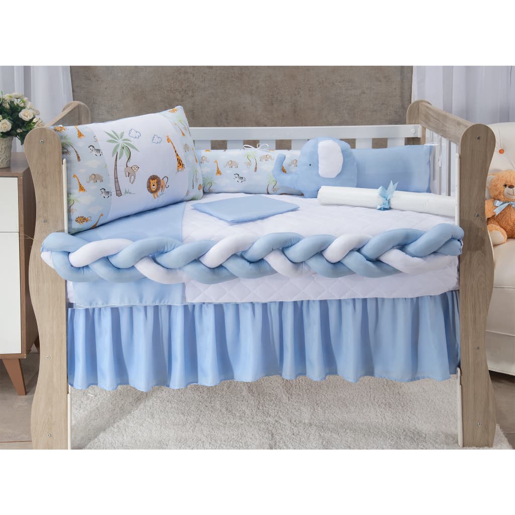 Kit Berço Americano Trança 11 Peças Completo Para Bebê  Menino e Menina