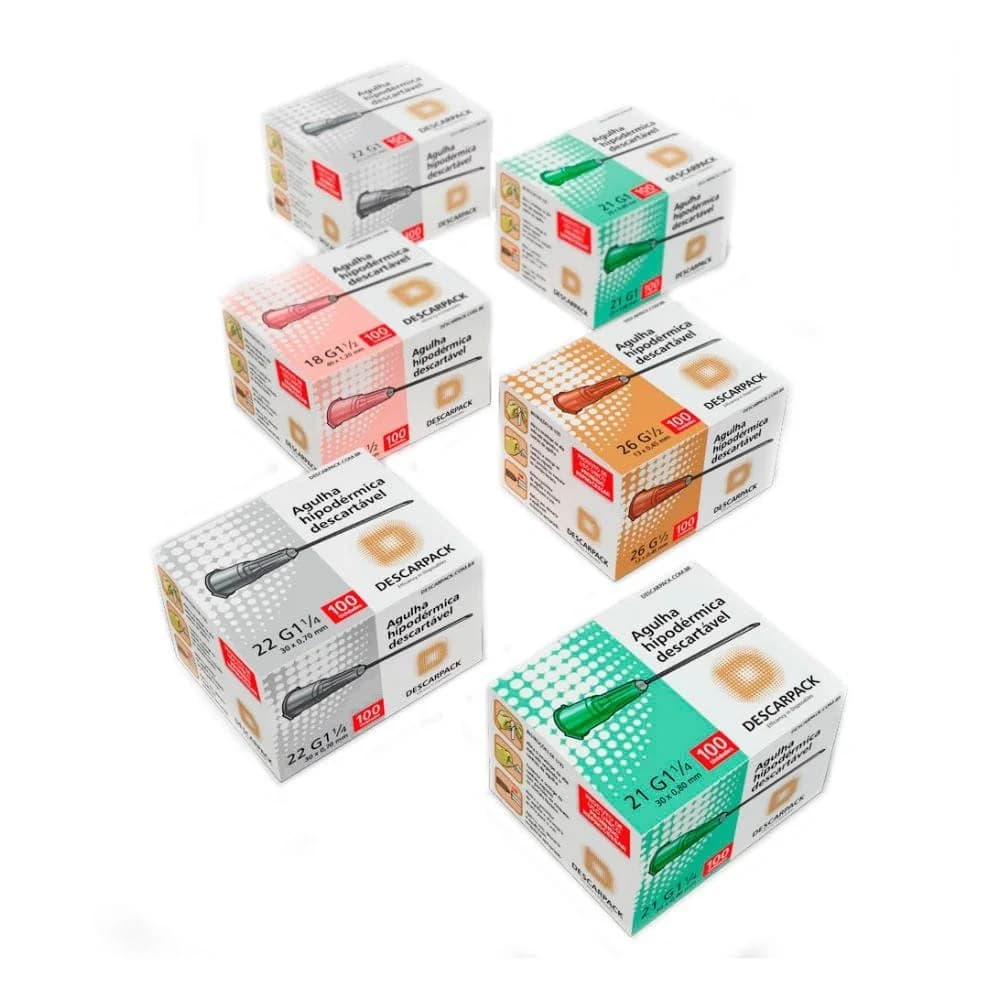 Agulha Hipodérmica Caixa Com 100 Unidades Descarpack