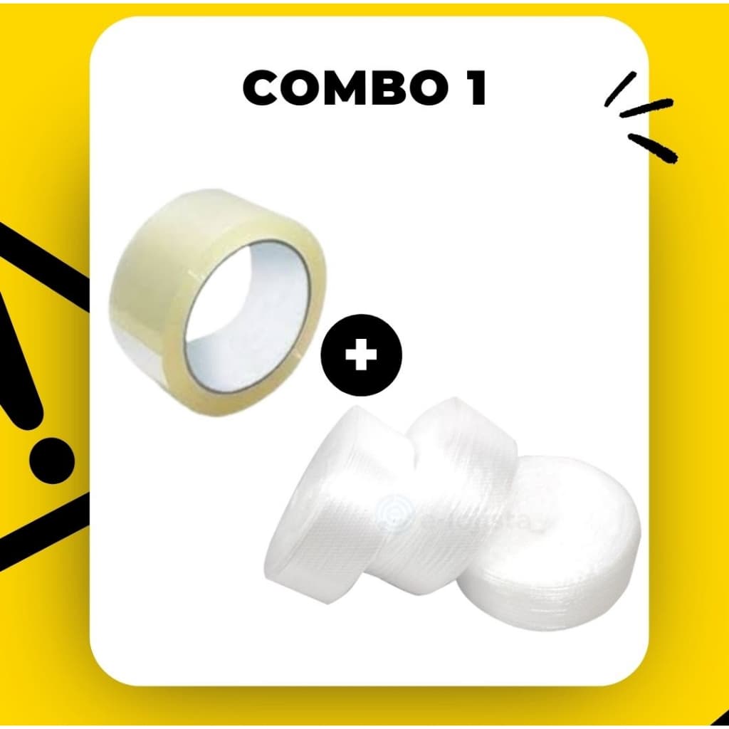 KIT / 1 FITA ADESIVA 48x50 + 1 BOBINA DE PLÁSTICO BOLHA 20x100 - KIT PARA E-COMMERCE / MUDANÇA