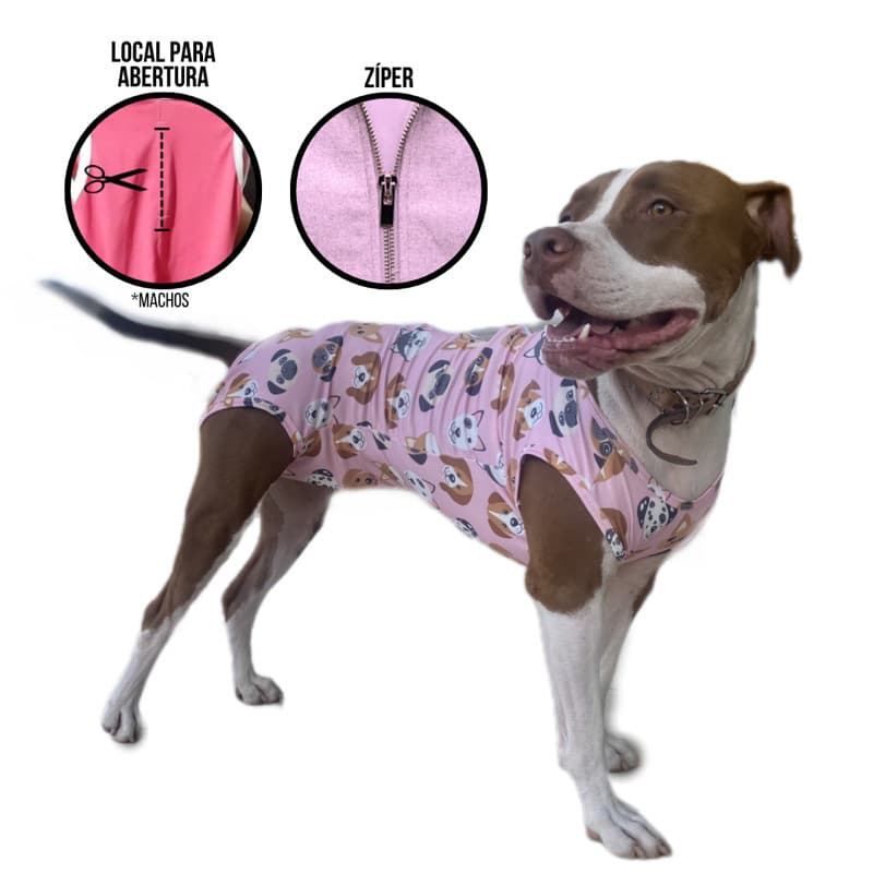 Roupa Pós Cirúrgica Protetora para Cães Cachorro Pet - Com Proteção UV