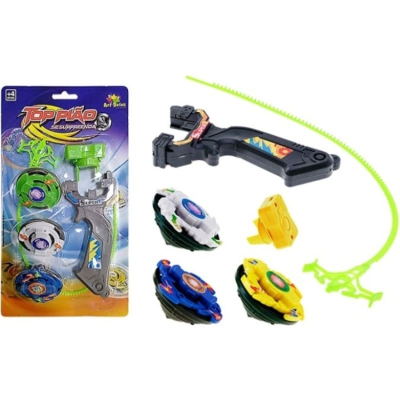 kit 3 Top Pião Beyblade Combate Lançador Com Disparador  Burst  Pronta Entrega