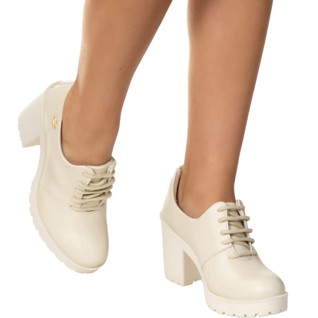 Sapato Oxford Amarrar Botinha Cano Baixo Salto