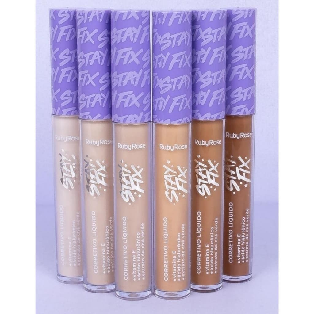 Corretivo Líquido Alta Cobertura Ruby Rose Stay Fix - Cores