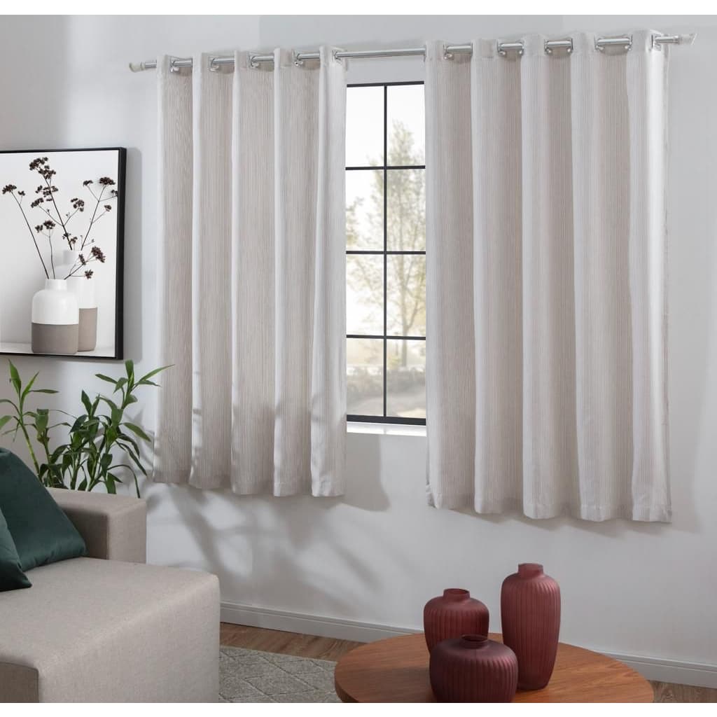 Cortina Rustic Linho Flame 2,20 largura x 1,30 Altura Ilhós Cromado