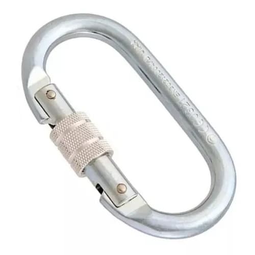 Mosquetão Oval 25kn - Trava em rosca,Aço,rapel,trabalho em altura,tirolesa