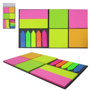 KIT BLOCO DE PAPEL , POSTITE E MARCA PAGINA 5 Blocos seta de 25 notas colors