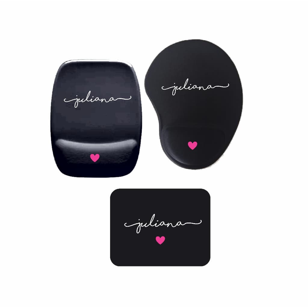 Mouse pad Preto Personalizado com Nome Escolha o Modelo Retangular sem Apoio Retangular com Apoio Gota com apoio