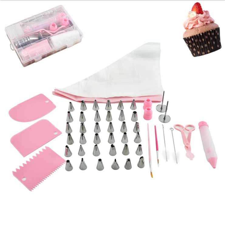 3 KIT Espatula Decorativa + 24 Pçs Conjunto De Confeiteira Rosa