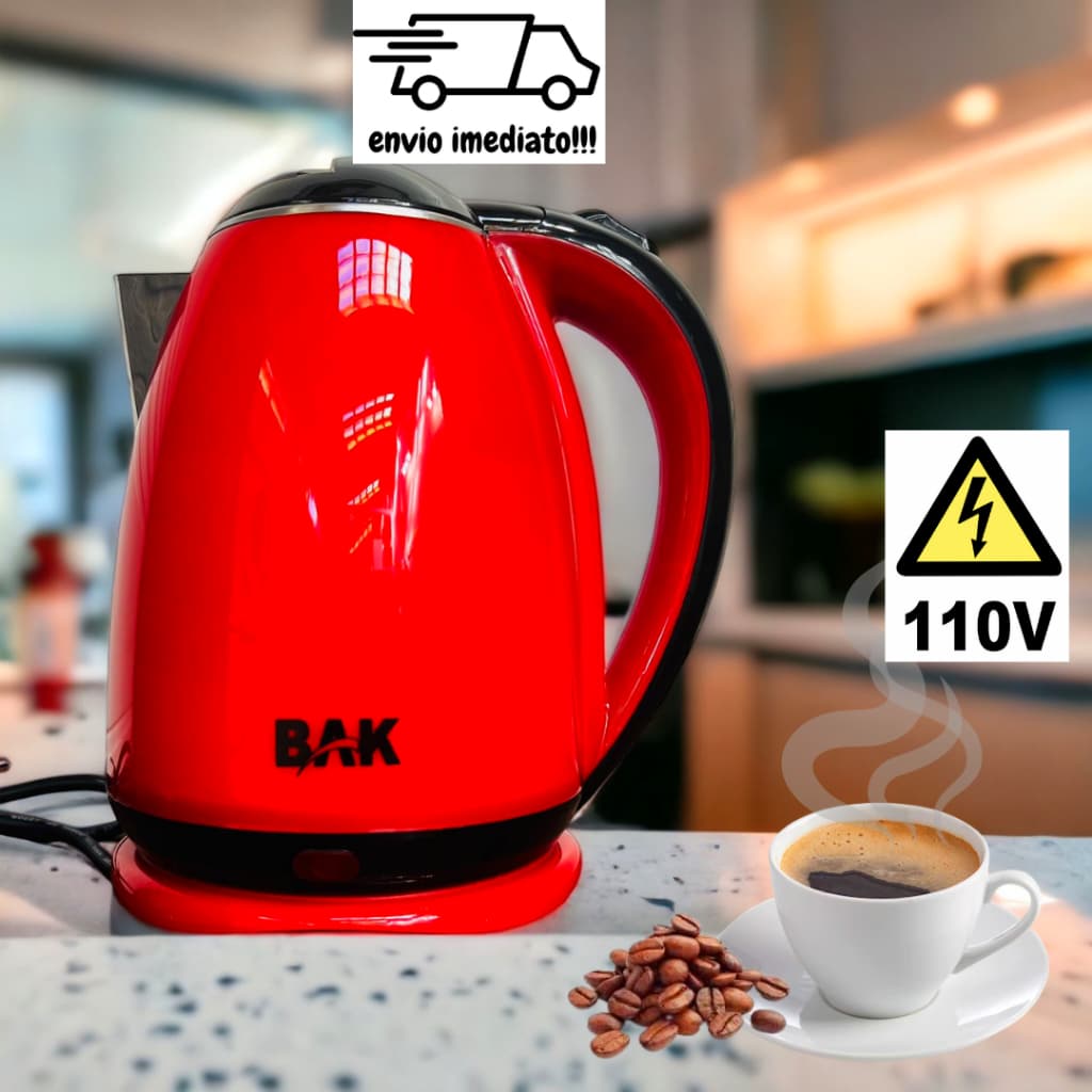 Chaleira Elétrica 110V 1,8L Inox Vermelha Ferve Rápido Desliga Sozinha Mais Vendida Jarra Eletrica