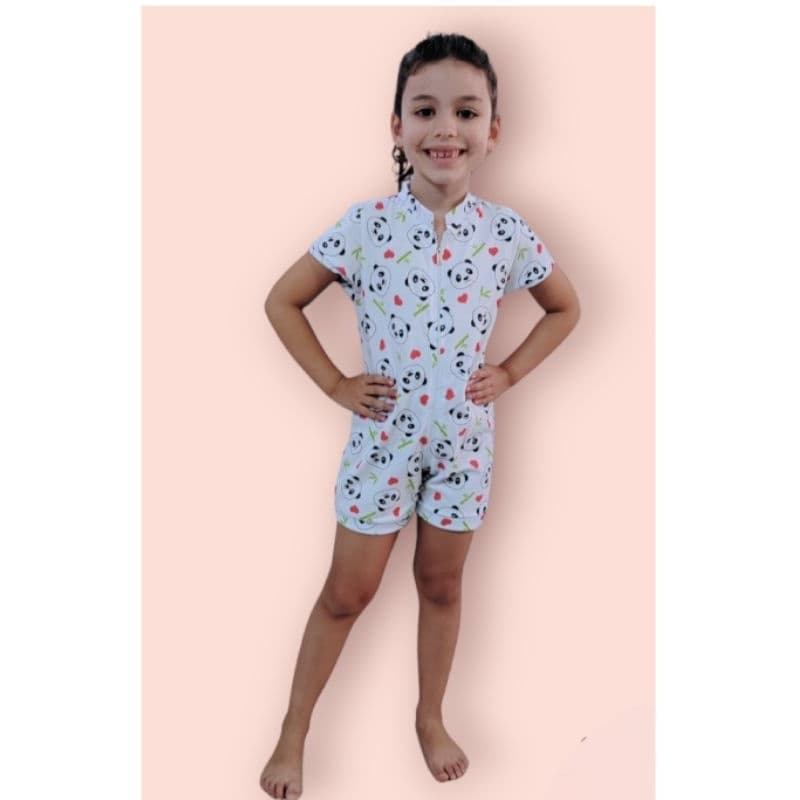 Pijama macacão infantil verão c/zíper 100% algodão menino e menina