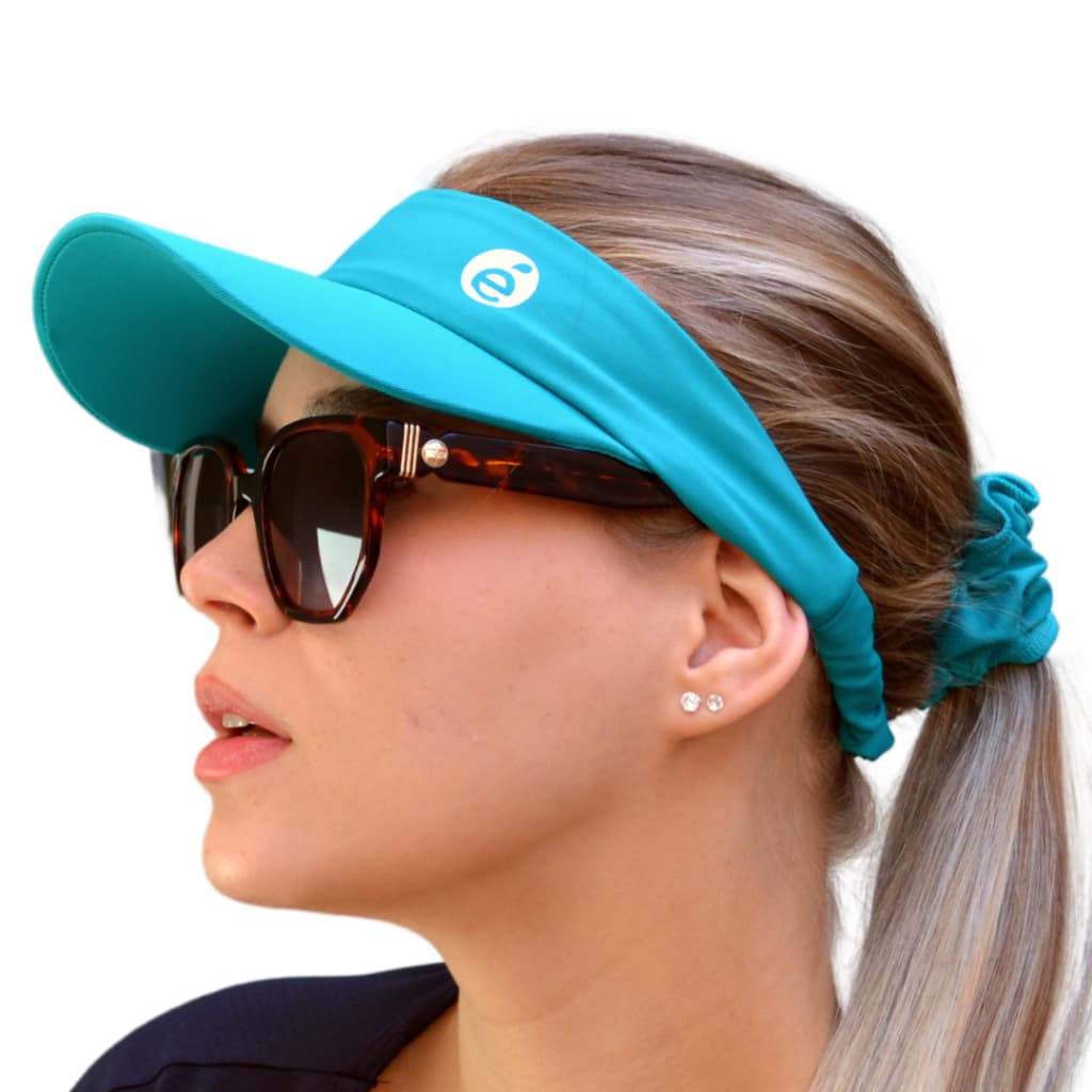 Kit Viseira de Praia + Scrunchie Piscina Vôlei Beach Tênis Atividades Esportes Proteção Solar