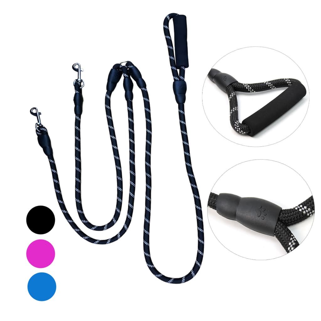 Coleira Guia de Corda Longa Dupla 2 em 1 Resistente 160cm para Passeio Cão Grande Médio Pequeno Porte Cachorro LR-0193