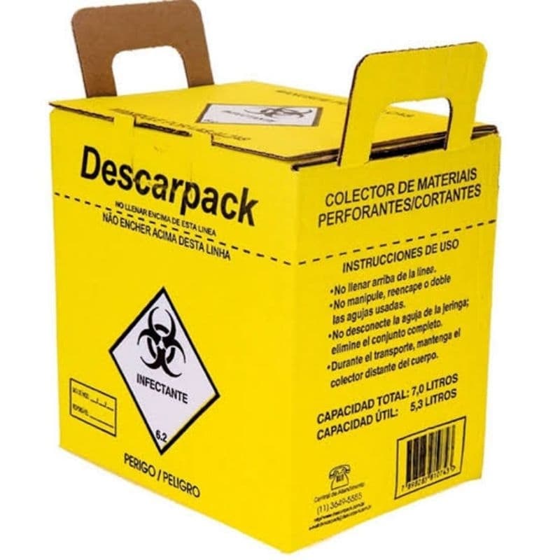Caixa Coletora Para Material Perfurante Perfurocortante Cortante 3 litros