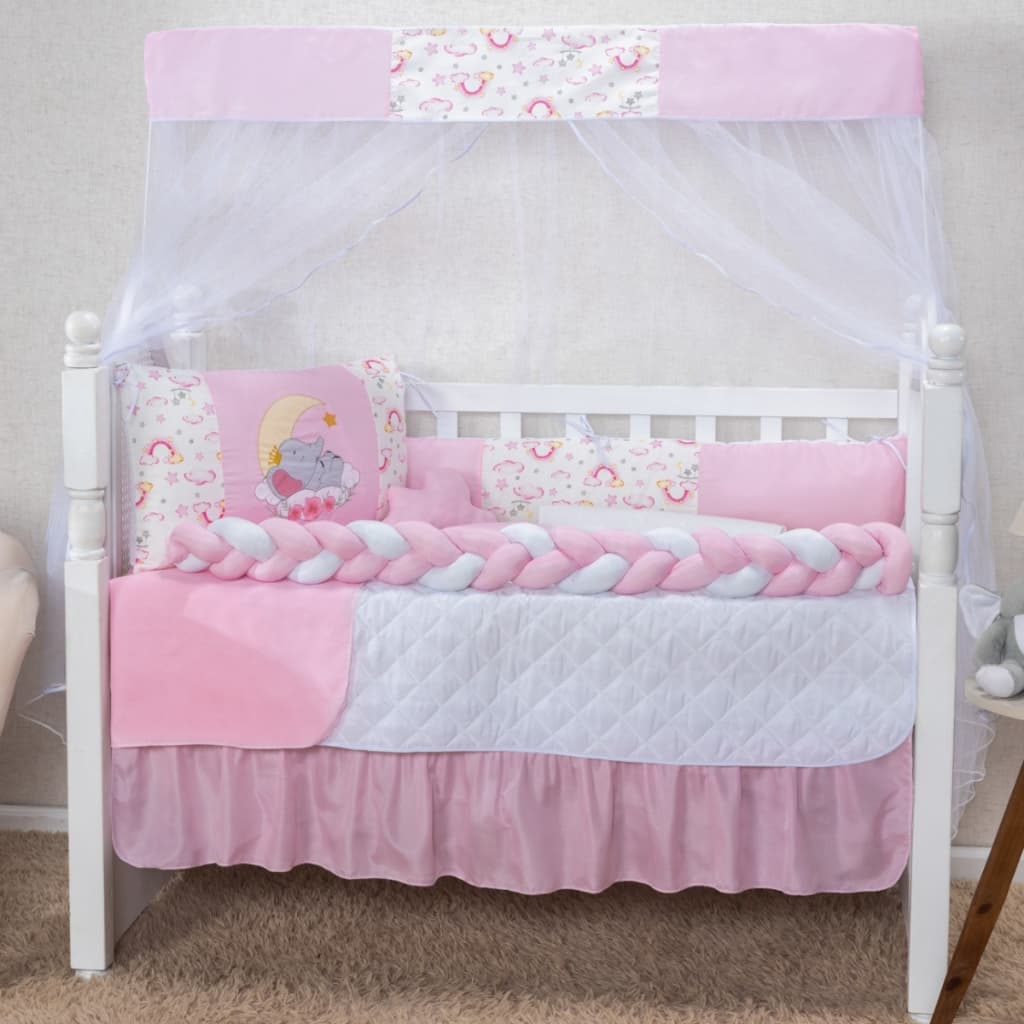 Kit Berço Americano 07 Peças Menino e Menina Vários Modelos Com Protetor Lateral e Trança