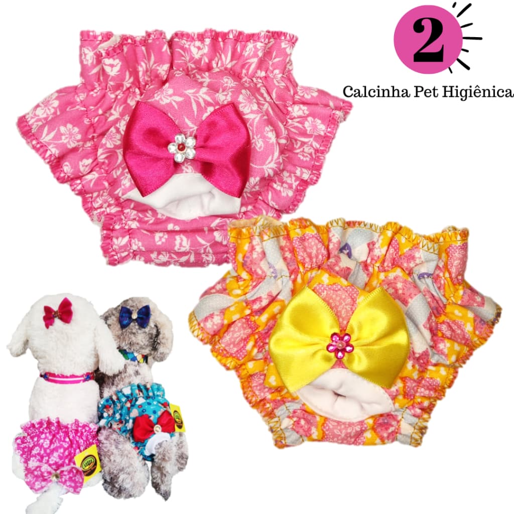 Calcinha 2 Peças Roupa Cachorro Pós Cirúrgica Castração Cio