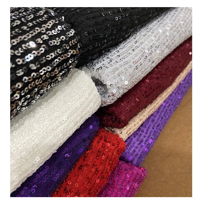 Tecido Paete Brilhante Malha Bordado - Varias Cores (0,50cmx1,28mt)