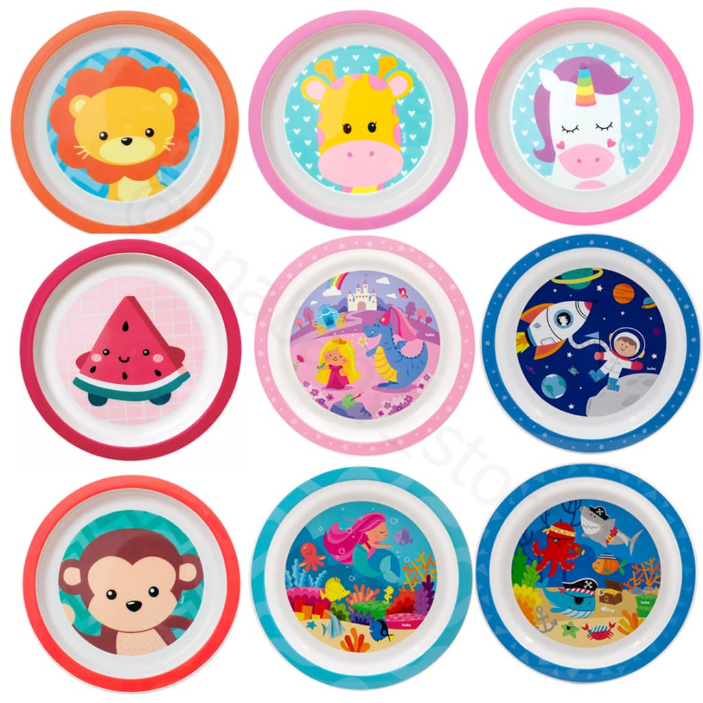 Prato Raso Infantil Redondo com Desenhos Para Refeição de Crianças/ Bebês Pratinho