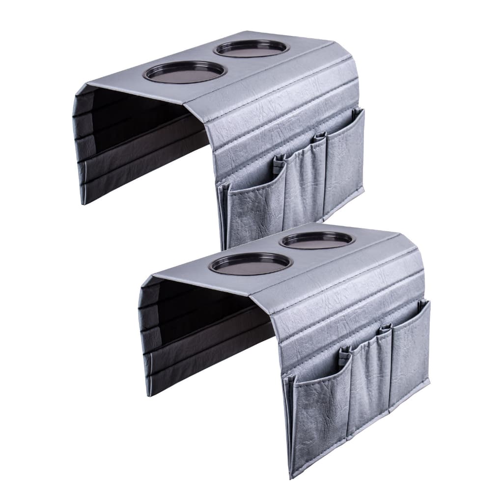 2 Bandeja Esteira Protetor P/ Braço De Sofá com porta Controles e Copos Tecido Corino varias Cores