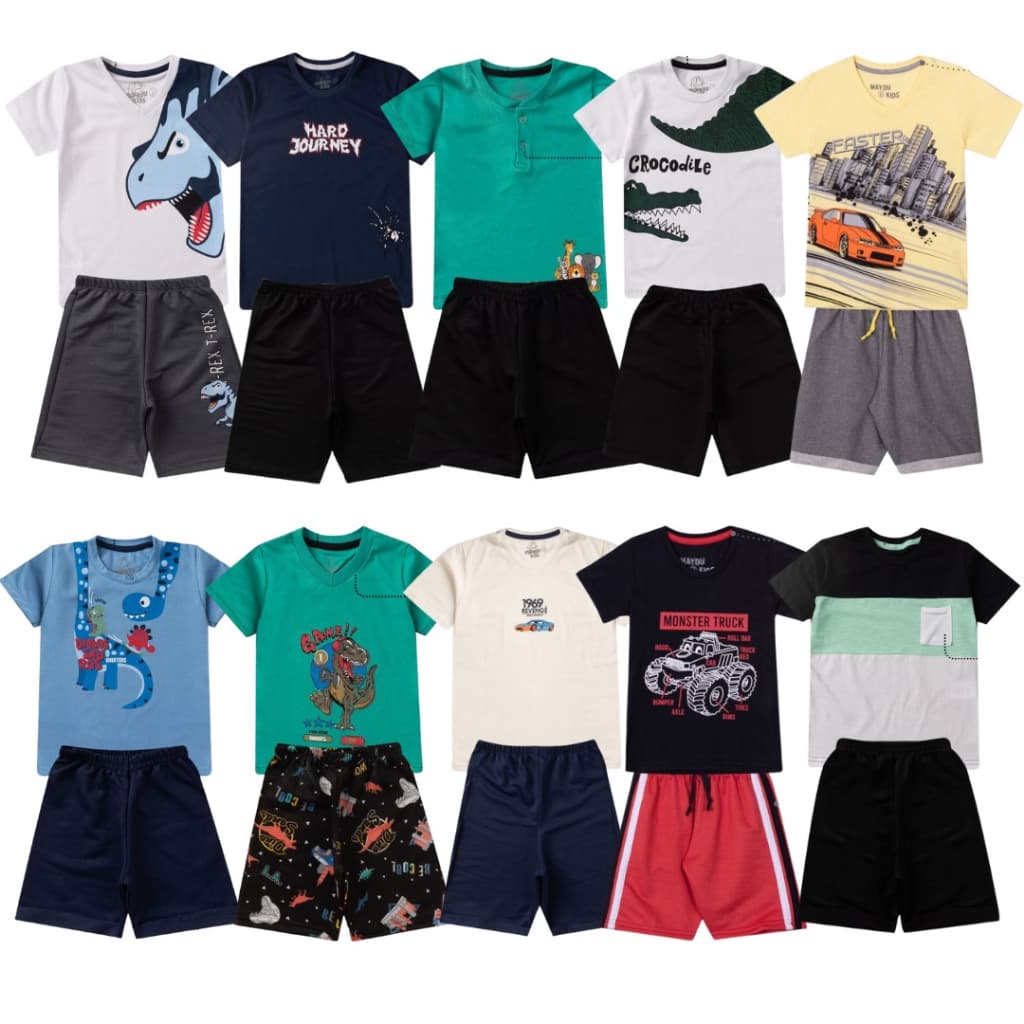 KIT C/10 peças total 5 Conjuntos Infantil Menino Tamanho 1 ao 16