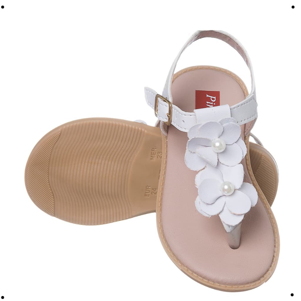 Sandália Infantil Feminina Menina Rasteira De Dedo Com Flor