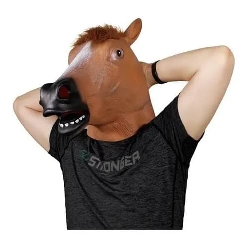 Mascara Cabeça De Cavalo Realista Cor Marrom - Carnaval, Festa