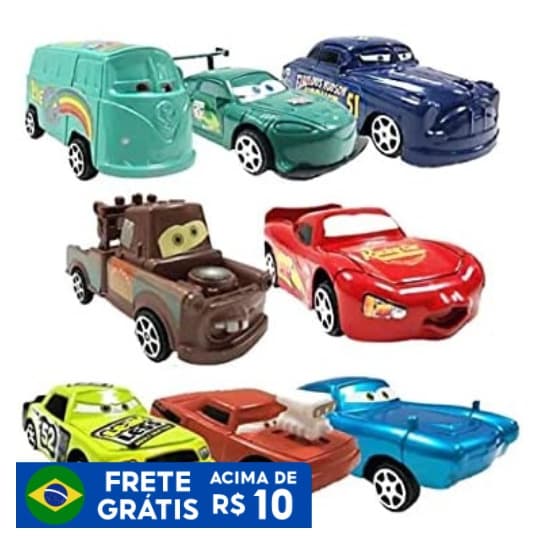 Kit 8 /KIT6 Carrinhos Coleção Filme Carros Relâmpago Mc Queen Pronta Entrega