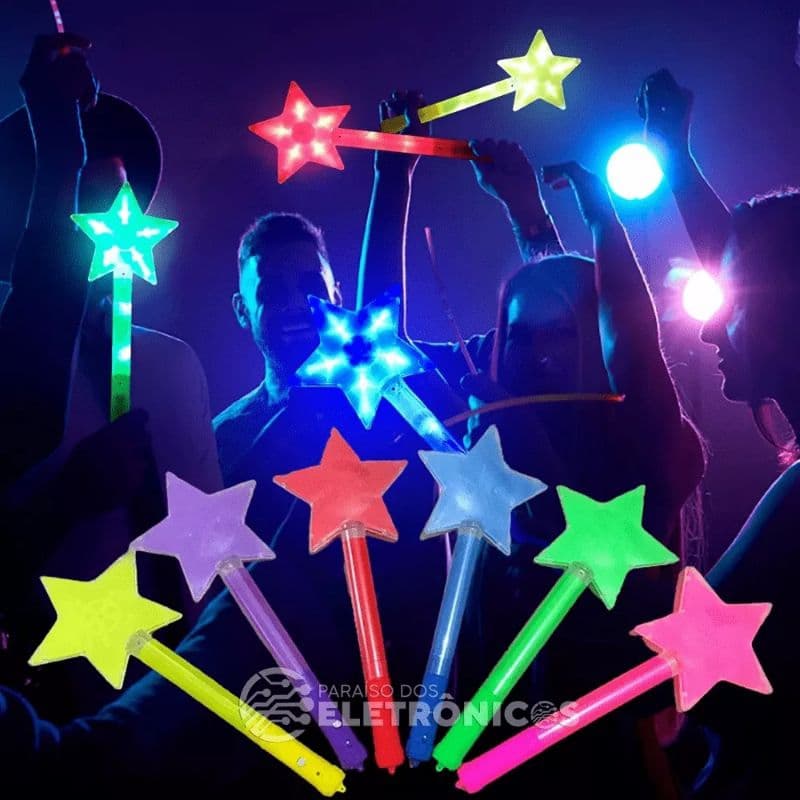 Bastão Varinha Mágica Estrela De Led Brilhante lluminada
