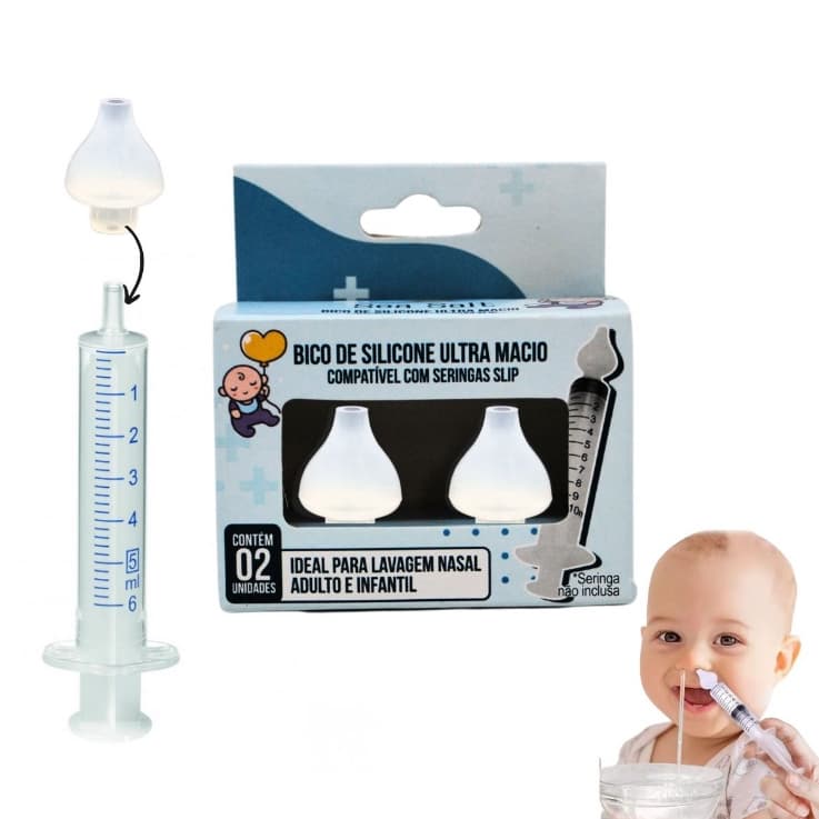 Bico Silicone Para Seringa Modelo Slip Lavagem Nasal c/2un