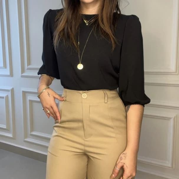 Blusa feminina Duna social 3/4 princesa Tendência P ao G1 Moda Evangélica