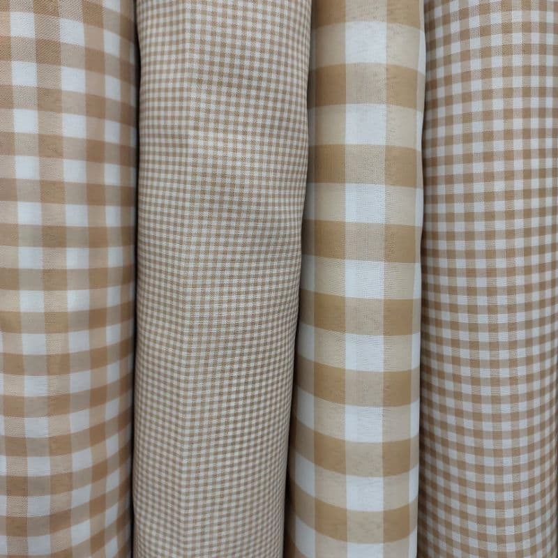 Tecido Xadrez de Poliéster Tergal  Marrom Claro | 1m x 1,40m (comprimento x largura)