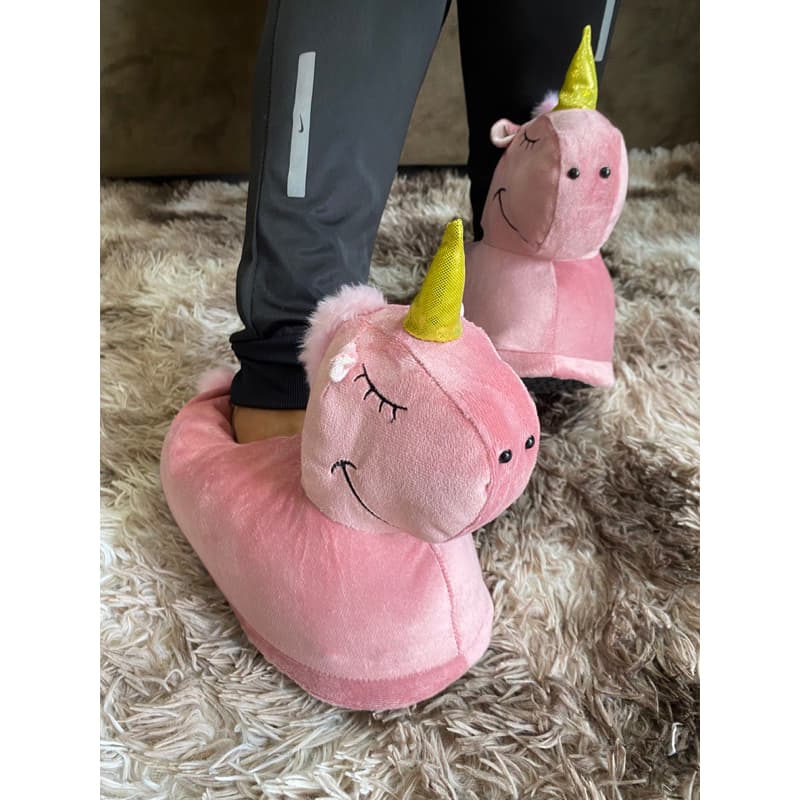 Pantufa 3D Unicórnio rosa 🦄