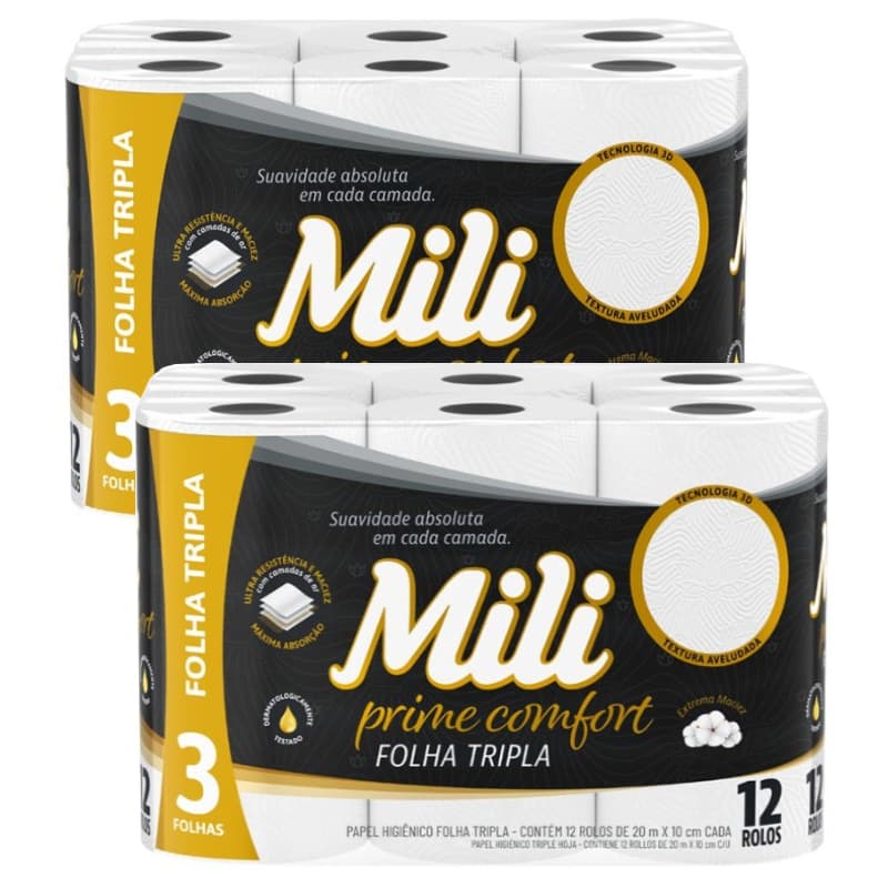 Papel Higiênico Prime Confort Neutro Folha Tripla rolos Mili