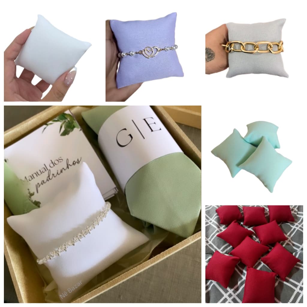 Kit 5 almofadinhas mini almofada casamento madrinha pulseira relógio organizador de joia