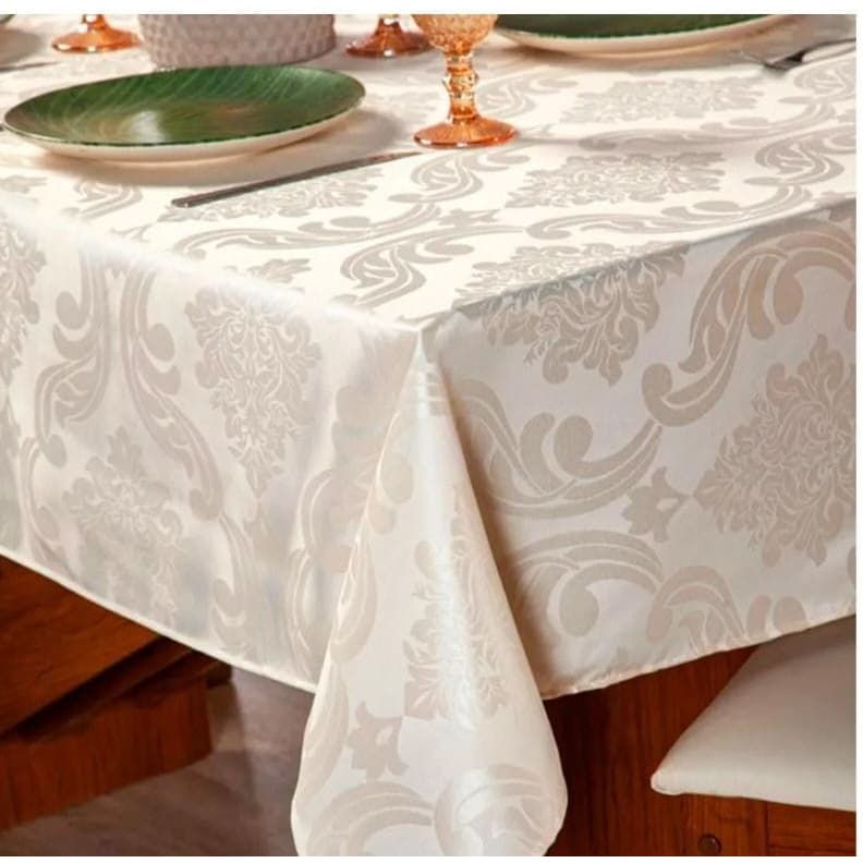 Toalha de Mesa Luxo Quadrada para 4 Lugares Jacquard Original Tecido Grosso