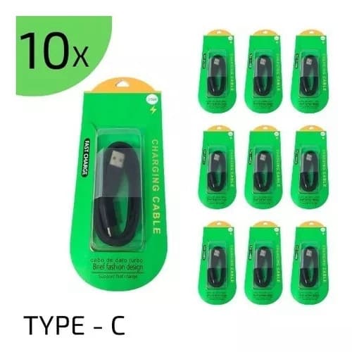 Kit Com 10 Cabo Usb 25w Turbo Compatível V8 Type C iPhone