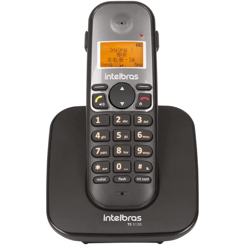 Telefone Sem Fio Intelbras Preto 5120 Com Identificador de Chamadas Bina e Viva Voz