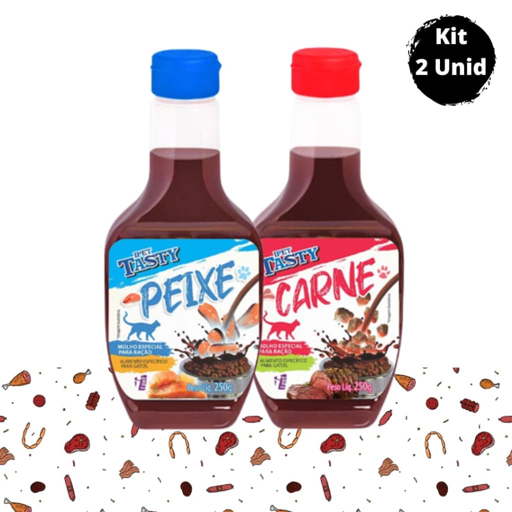 Kit 2 unidades Molho Tasty Especial Para Ração de Gatos 250g Ipet Sabores