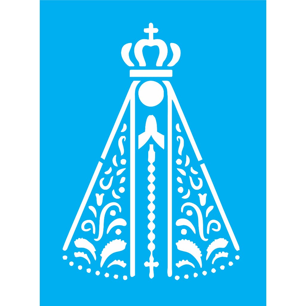 Stencil Nossa Senhora Aparecida - Molde de pintura - - Molde Vazado - Estêncil - Tamanho 20x14 cm