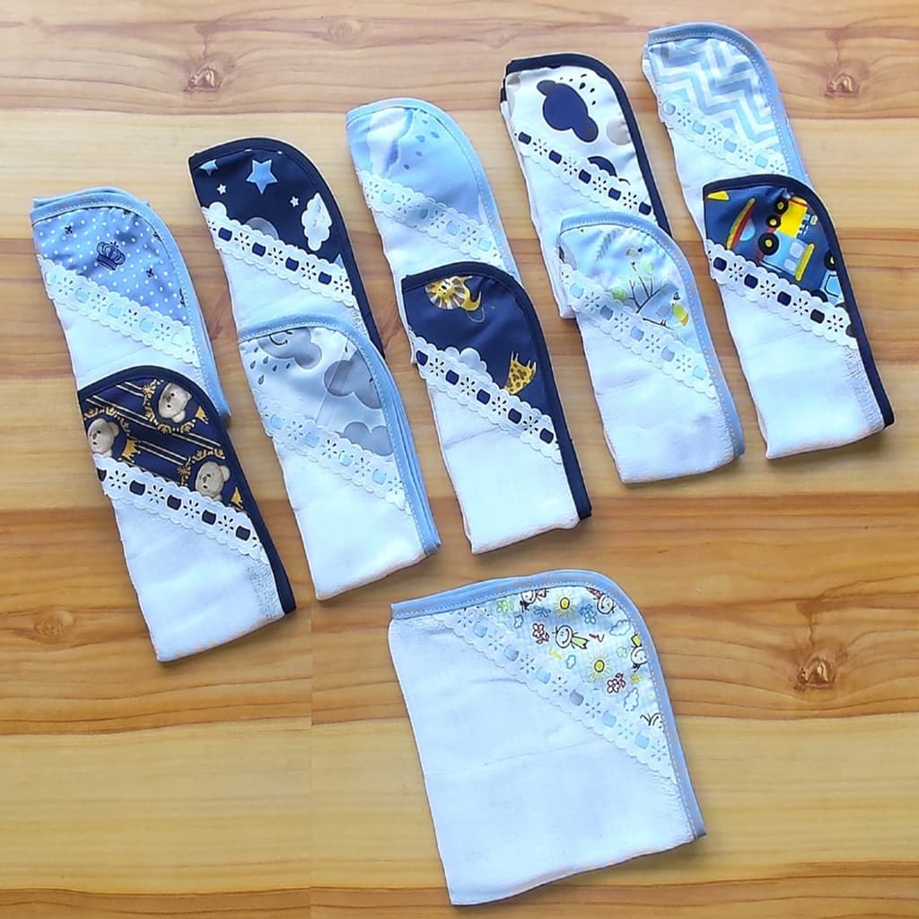 Fraldinhas Babetes de Boca Bebê Kit  com 11 Peças Tecido em Algodão