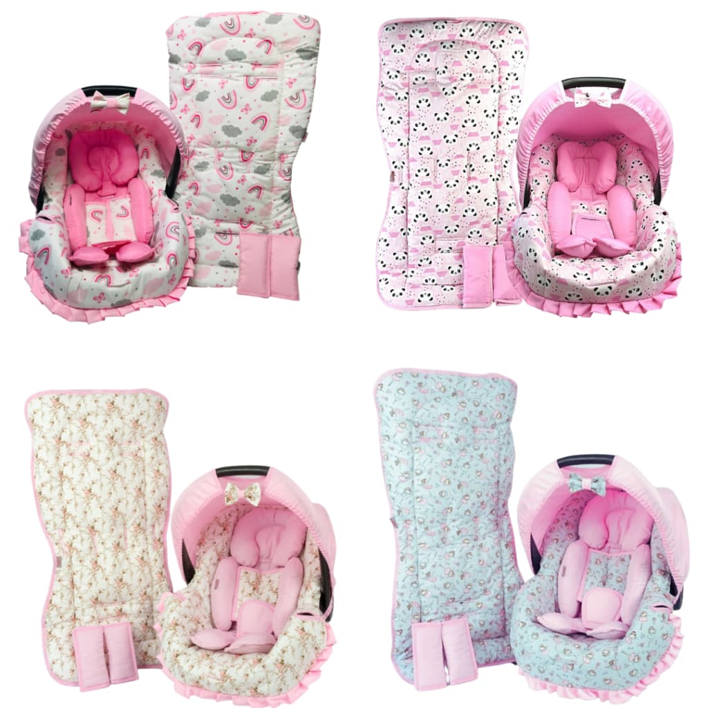 Capa Bebe Conforto + Carrinho + Redutor - Diversas Estampas com Rosa Meninas