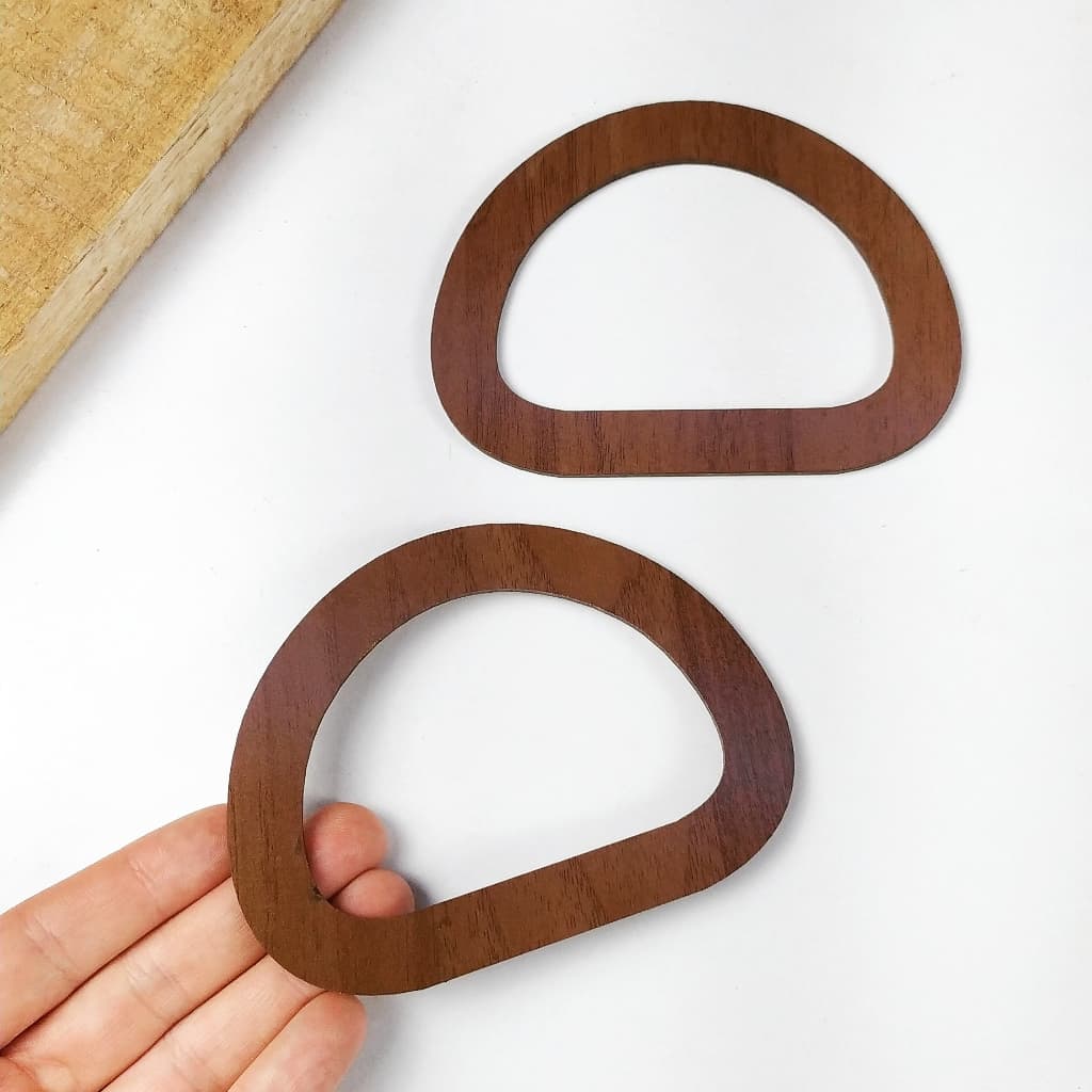 Recorte Alça de Bolsa Fina MDF 3mm Amadeirado Escuro 9 x 12 cm (2 un) SR2083